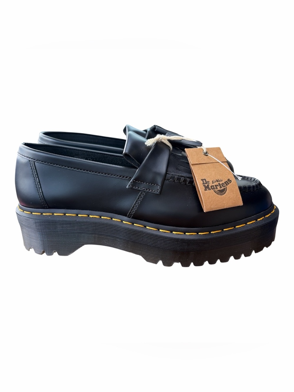 NWT Dr. Martens Black Leather Adrian Quad Platform Loafers
